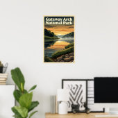 Gateway Arch National Park Retro Poster (Thuiskantoor)