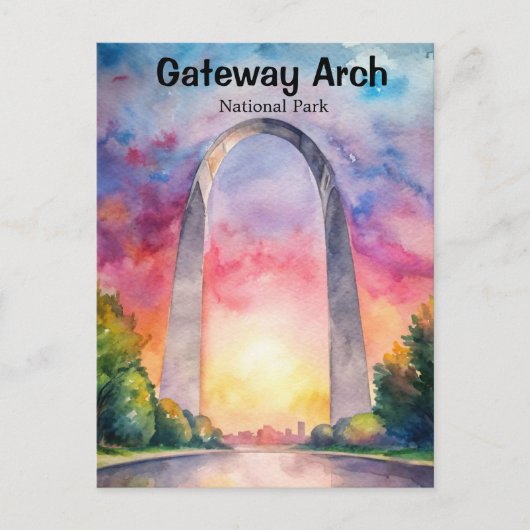 Gateway Arch National Park Waterverf Briefkaart (Voorkant)