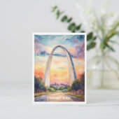 Gateway Arch National Park Waterverf Schilderen Briefkaart (Staand voorkant)