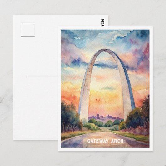 Gateway Arch National Park Waterverf Schilderen Briefkaart (Voorkant / Achterkant)