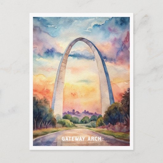 Gateway Arch National Park Waterverf Schilderen Briefkaart (Voorkant)