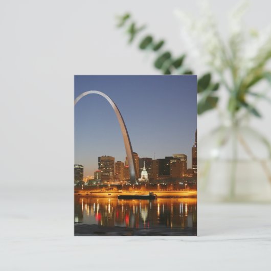 Gateway Arch St. Louis Mississippi bij nacht Briefkaart (Staand voorkant)