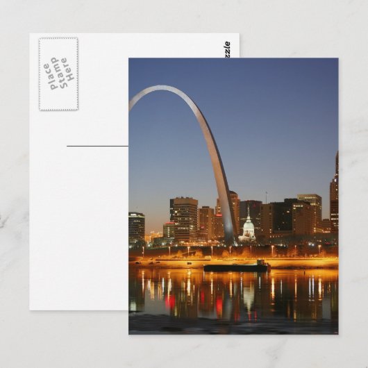 Gateway Arch St. Louis Mississippi bij nacht Briefkaart (Voorkant / Achterkant)
