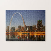 Gateway Arch St. Louis Mississippi bij nacht Legpuzzel (Horizontaal)