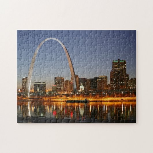 Gateway Arch St. Louis Mississippi bij nacht Legpuzzel (Horizontaal)