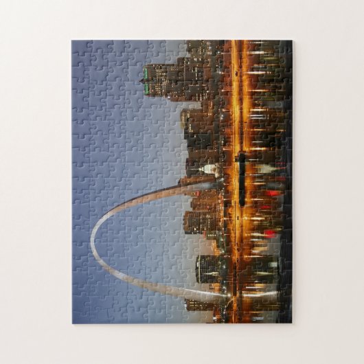 Gateway Arch St. Louis Mississippi bij nacht Legpuzzel (Verticaal)