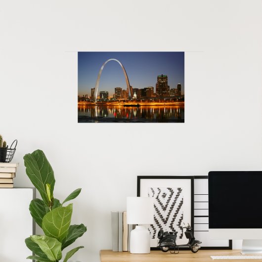 Gateway Arch St. Louis Mississippi bij nacht Poster (Thuiskantoor)