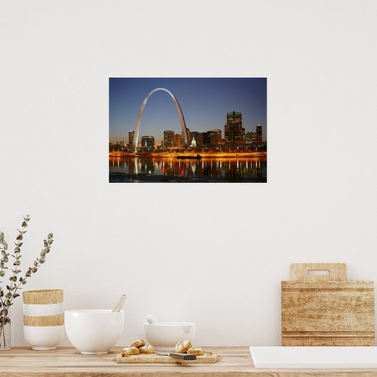 Gateway Arch St. Louis Mississippi bij nacht Poster (Keuken)