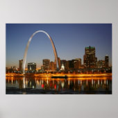 Gateway Arch St. Louis Mississippi bij nacht Poster (Voorkant)