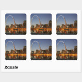 Gateway Arch St. Louis Mississippi bij nacht Vierkante Sticker (Vel)