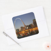 Gateway Arch St. Louis Mississippi bij nacht Vierkante Sticker (Envelop)