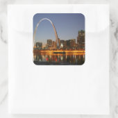 Gateway Arch St. Louis Mississippi bij nacht Vierkante Sticker (Tas)
