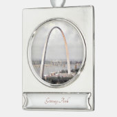 Gateway Arch Travel Art Waterverf Ornament Verzilverd Banner Ornament (Links)