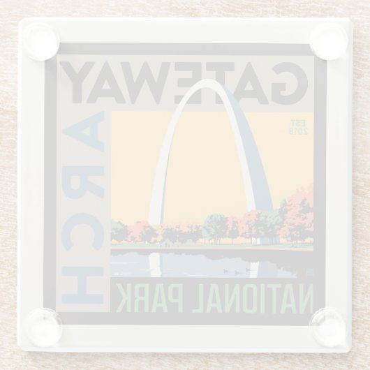 gateway-boog | St. Louis, Missouri Glazen Onderzetter (Achterkant)