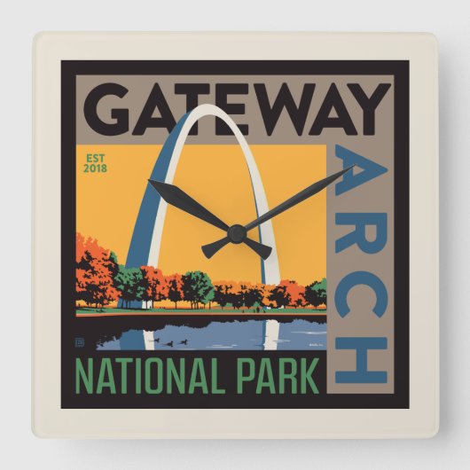 gateway-boog | St. Louis, Missouri Vierkante Klok (Voorkant)