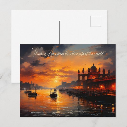 Gateway in de oude stad in India olieverfschilderi Briefkaart (Voorkant / Achterkant)