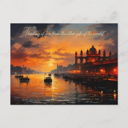 Gateway in de oude stad in India olieverfschilderi Briefkaart (Voorkant)