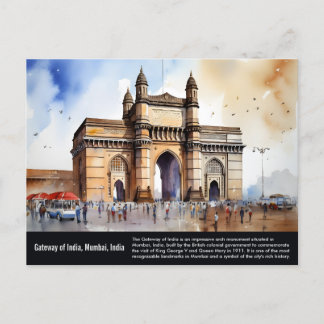 Gateway of India Mumbai Waterverf Painting Briefkaart