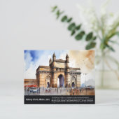 Gateway of India Mumbai Waterverf Painting Briefkaart (Staand voorkant)