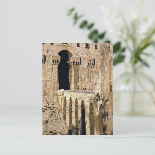 Gateway of the 12e eeuw Qala (fort), Alepp Briefkaart (Staand voorkant)