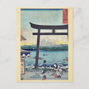 Gateway to Enoshima in Sagami door Ando, Hiroshige Briefkaart