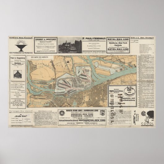 Gateway to the World: Der Hafen von Hamburg Map Poster (Voorkant)
