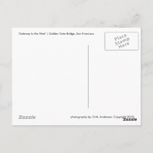 Gateway to West, B&W Briefkaart (Achterkant)