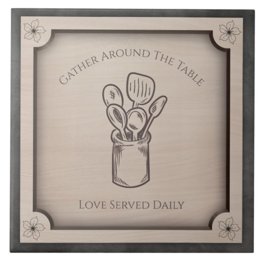 Gather Around The Table Rustic Kitchen Accent Tile Tegeltje (Voorkant)
