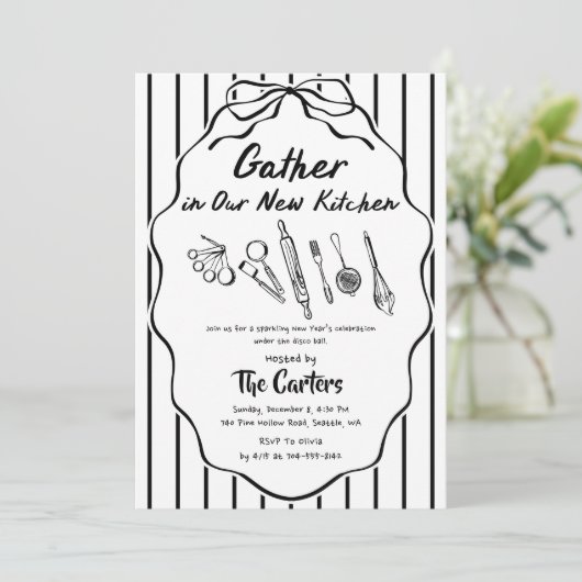 Gather in Our New Kitchen Housewarming Kaart (Staand voorkant)