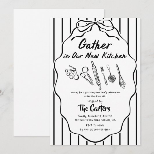 Gather in Our New Kitchen Housewarming Kaart (Voorkant / Achterkant)