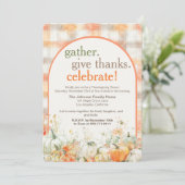 Gather Together Gingham Thanksgiving Invitation Kaart (Staand voorkant)
