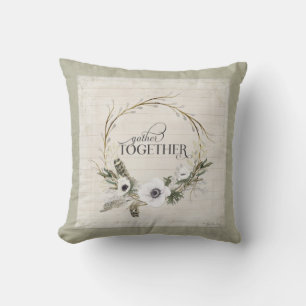 Gather Together Typography Farmhouse Waterverf Kussen