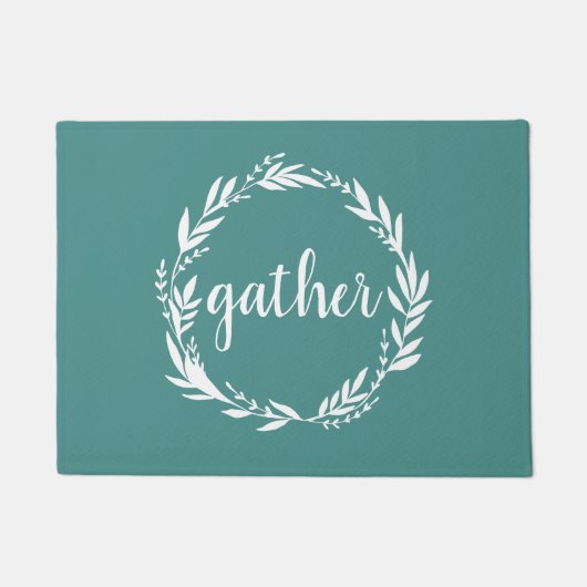 Gather Wreath Farmhouse Turquoise Deurmat (Voorkant)