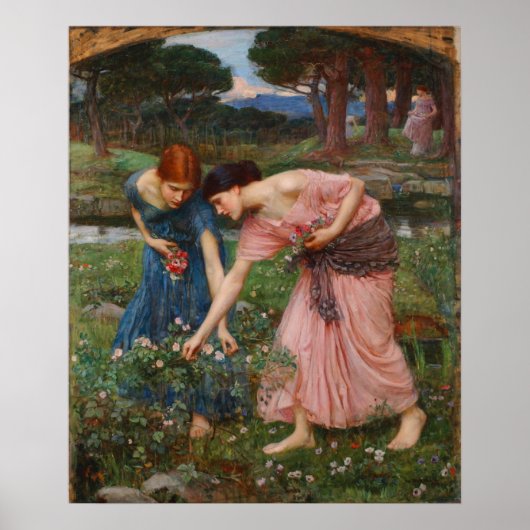 Gather Ye Rosebuds Poster van John W. Waterhouse (Voorkant)