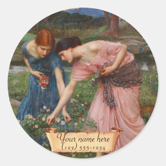 "Gather Ye Rosebuds" voor Raphaelietboekje Ronde Sticker (Voorkant)