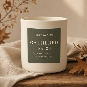 Gathered No. 26 Olijfgroene Herfst Kaars op Maat Vierkante Sticker