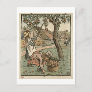 Gathering Apples, uit "Travaux des Champs", engra Briefkaart