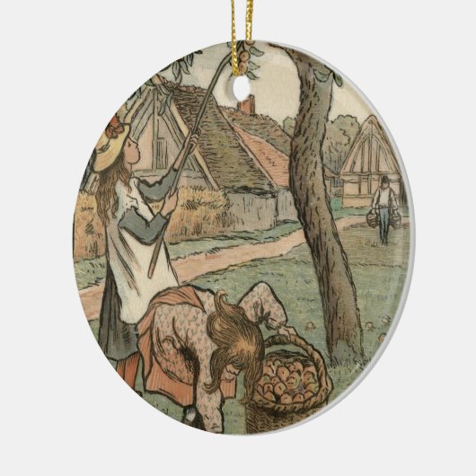 Gathering Apples, uit "Travaux des Champs", engra Keramisch Ornament (Links)
