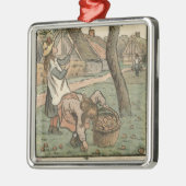 Gathering Apples, uit "Travaux des Champs", engra Metalen Ornament (Links)