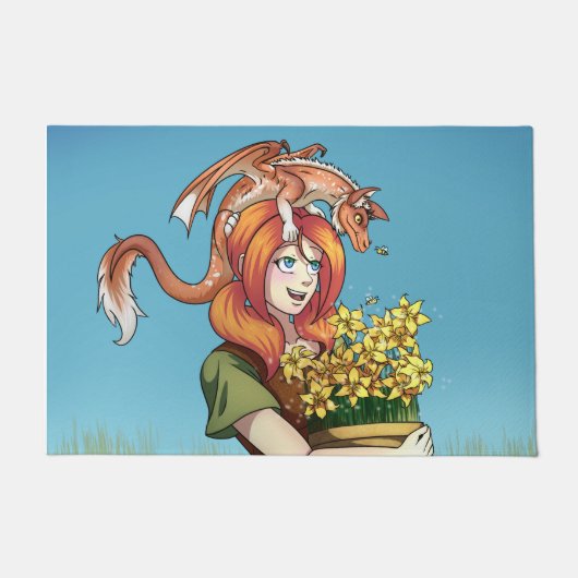 Gathering Flowers with a Dragon Deurmat (Voorkant)