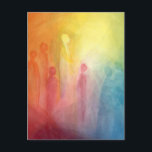 Gathering in the light  briefkaart<br><div class="desc">Bright spiritual watercolor aquarel painting of seven people gathering in the light of the colors of the rainbow.</div>