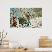 Gathering Kerstmis Holly c.1890 Poster (Keuken)