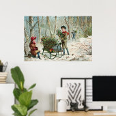 Gathering Kerstmis Holly c.1890 Poster (Thuiskantoor)