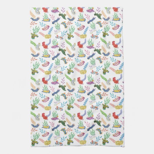 Gathering of Nudibranchs | Ocean Art Design Theedoek (Verticaal)