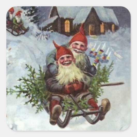 "Gathering Pine Boughs" by Jenny Nystrom Vierkante Sticker (Voorkant)