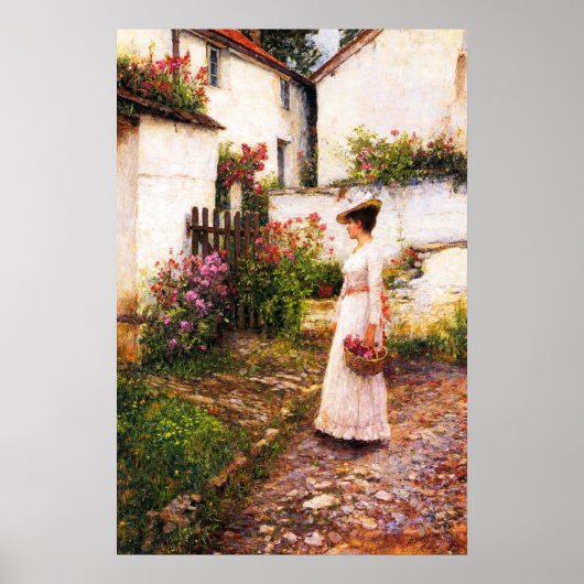 Gathering Summer Flowers in a Devonshire Garden Poster (Voorkant)