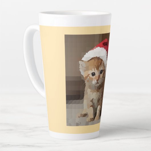 Gatinho fofo com chapéu do papai Noel. Latte Mok (Linkerhoek)