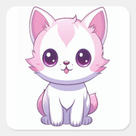 Gatinho Kawaii Vierkante Sticker