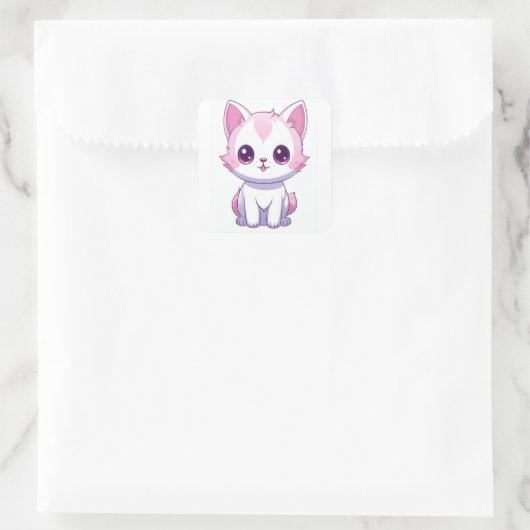 Gatinho Kawaii Vierkante Sticker (Tas)