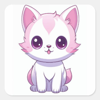 Gatinho Kawaii Vierkante Sticker